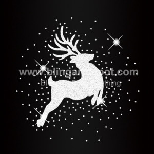 Deer Iron On Rhinestone Transfers Glitter Vinyl